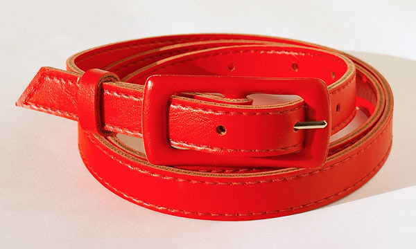 Thin Red Patent Belt
