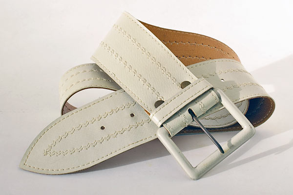 Beige Leather Backed Belt