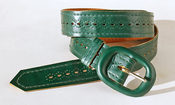 Thin Green Leather Backed Belt