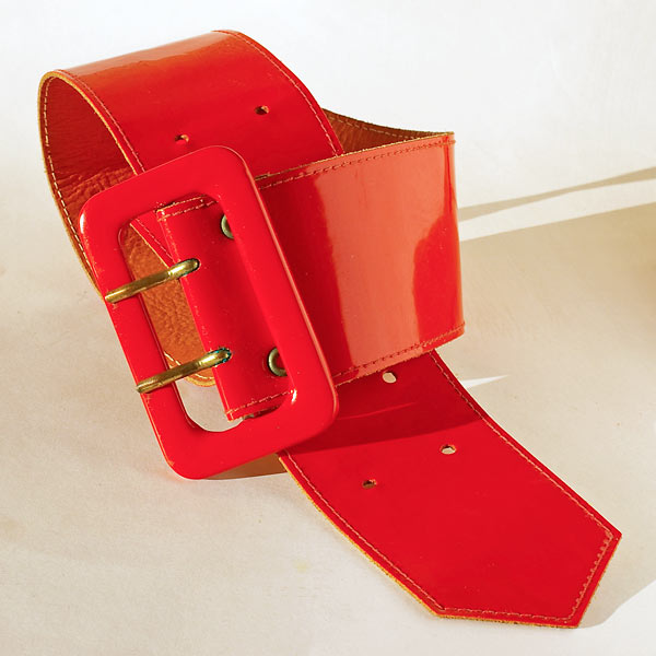 Wide Red Leather Backed Belt