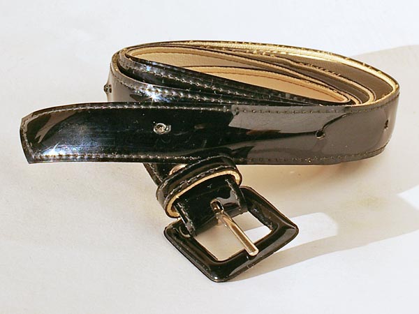 Thin Black Patent Belt