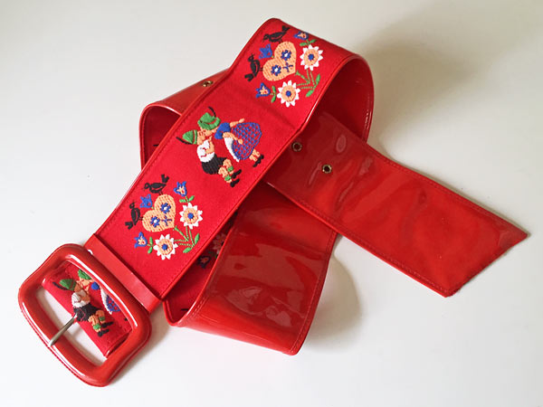 Red Embroidered Plastic Belt