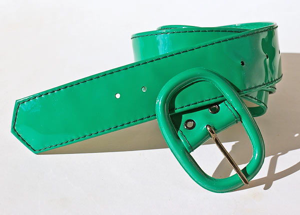 Shiny Green Stitched Belt
