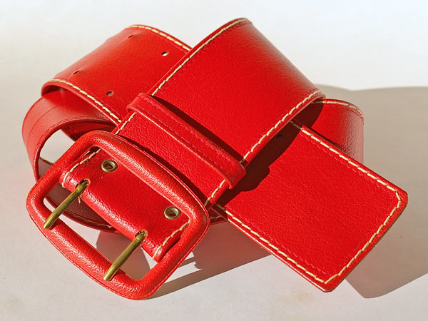 Wide Red Stitched Belt